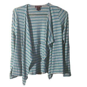 Lipgloss XL Casual Teal Gray Open Cardigan
